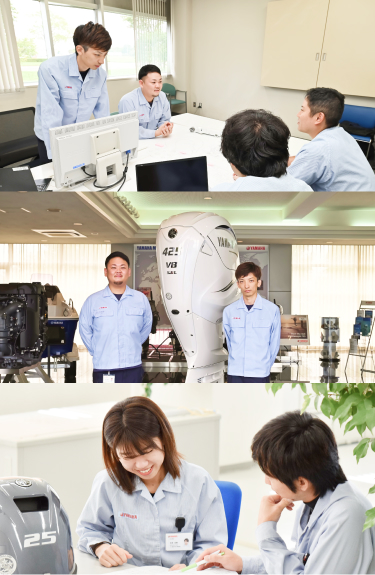 社員が写った3枚の連続写真